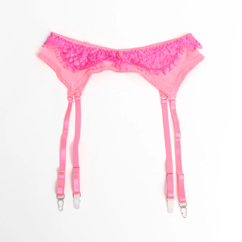 SUBBLIME - 955359 CONJUNTO DE SUTIÃ COM RENDA E LIGAS ROSA E ROXO S/M - Image 13