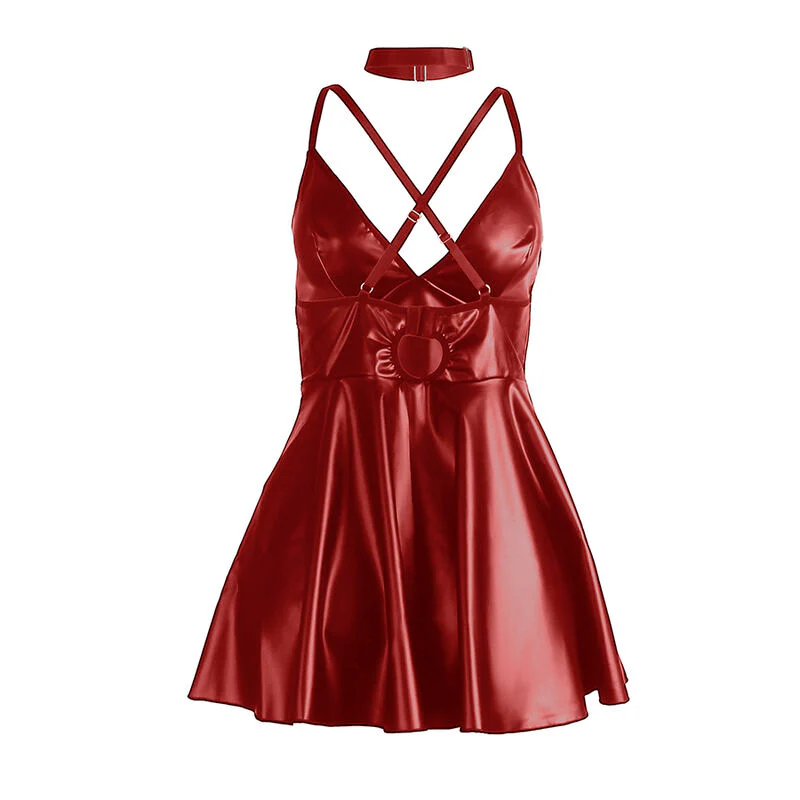 SUBBLIME - 955397 VESTIDO COM ALÇAS DE COURO BORDÔ S/M - Image 6