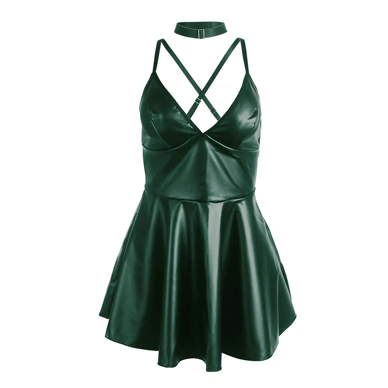 SUBBLIME - 955434 VESTIDO COM ALÇAS DE COURO VERDE S/M - Image 5