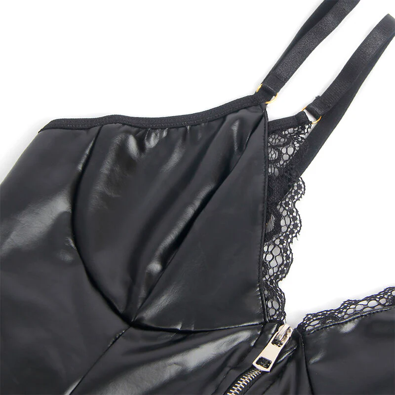 SUBBLIME - 955465 BODY DE COURO PRETO COM ZÍPER L/XL - Image 6