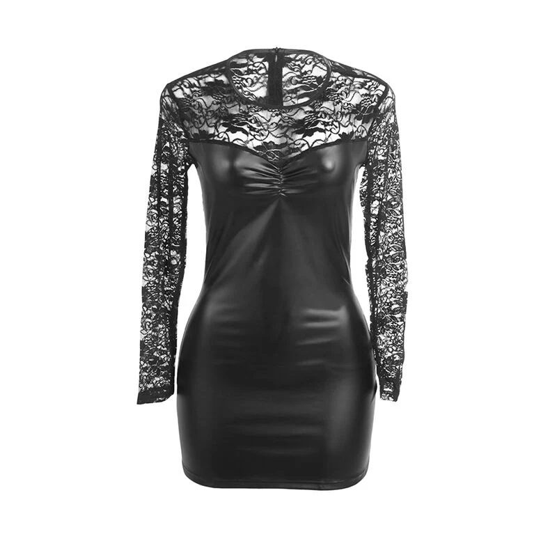SUBBLIME - 955595 VESTIDO MANGA COMPRIDA COM RENDA PRETA S/M - Image 4