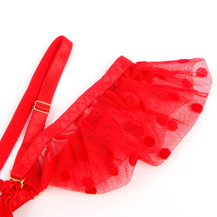 SUBBLIME - 957506 CONJUNTO DE SUTIÃ E LIGA DE RENDA VERMELHO S/M - Image 7