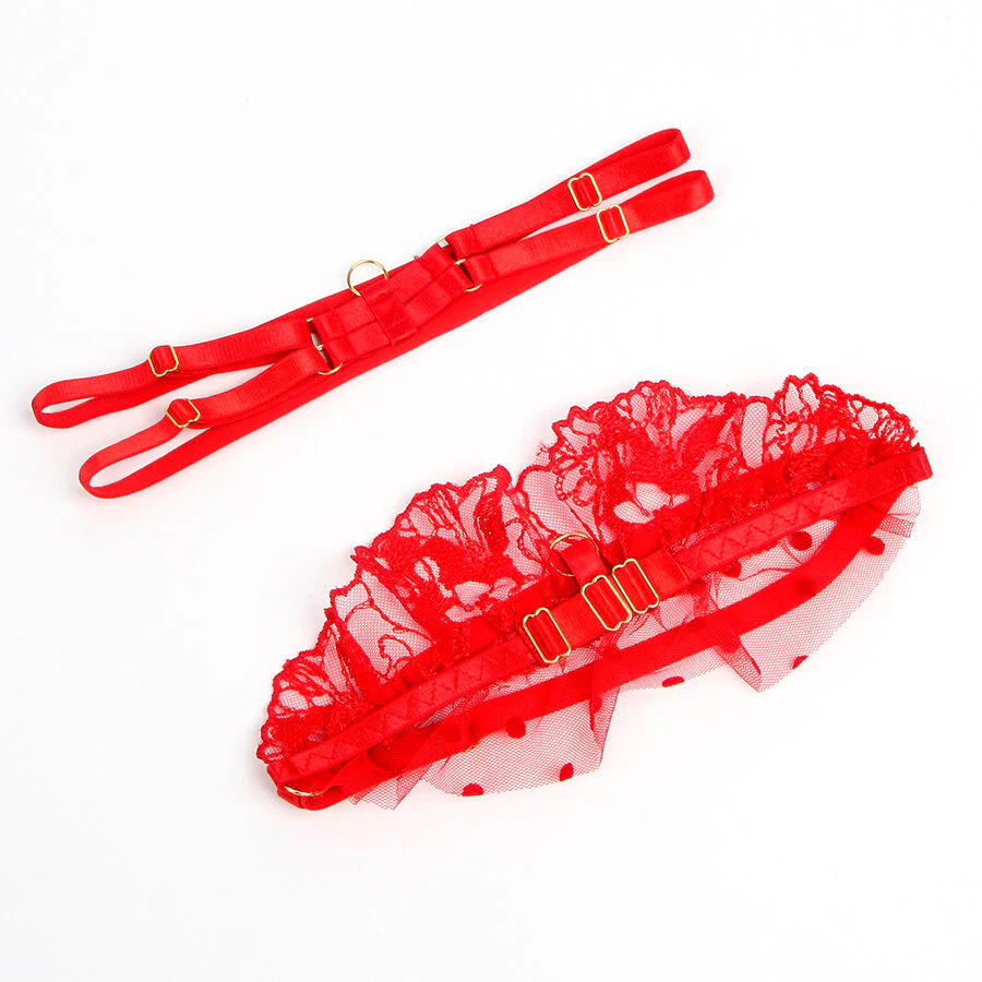 SUBBLIME - 957506 CONJUNTO DE SUTIÃ E LIGA DE RENDA VERMELHO S/M - Image 8