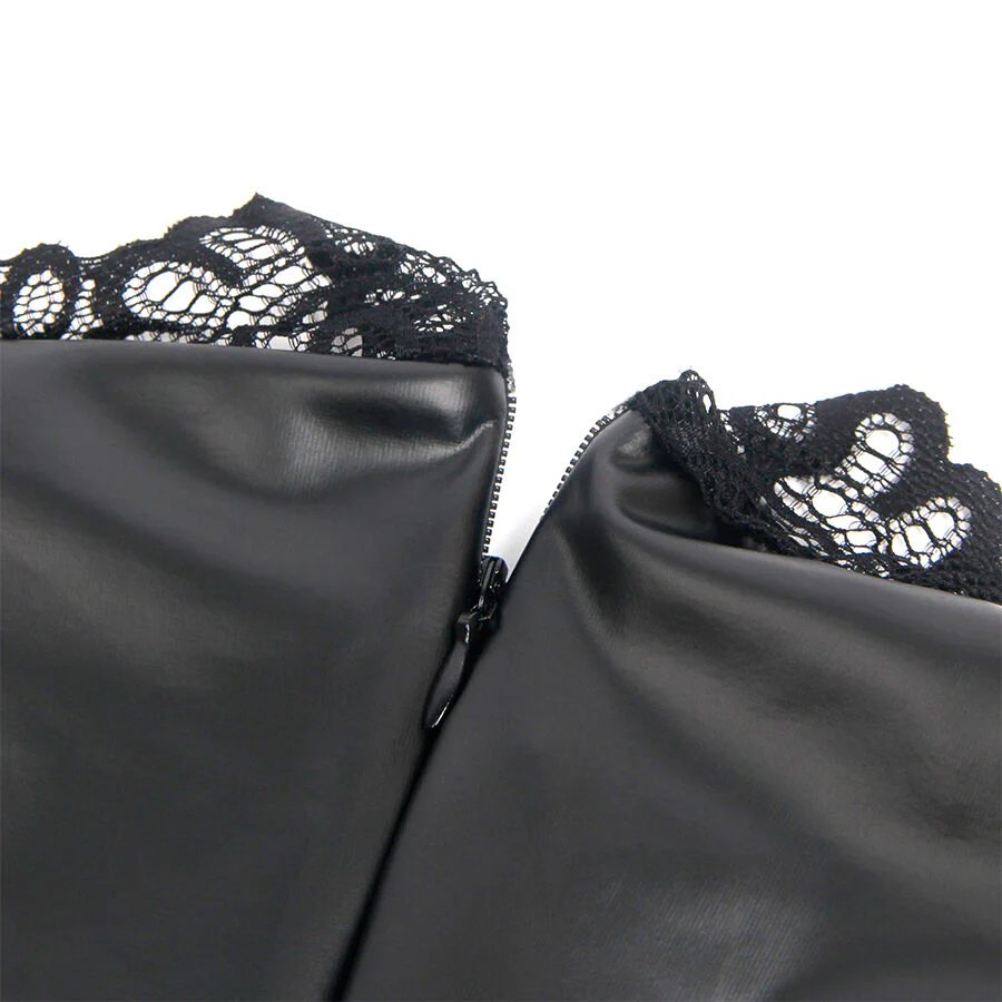 SUBBLIME - 957544 VESTIDO DE COURO COM GOLA DE RENDA PRETO S/M - Image 17