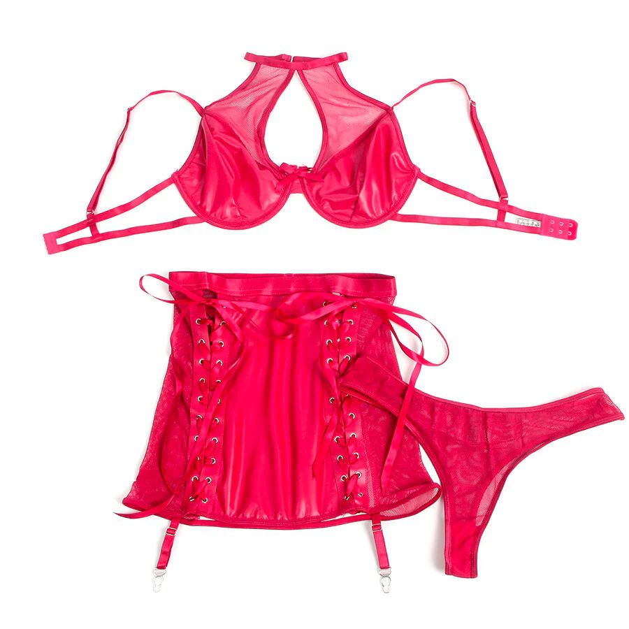 SUBBLIME - 957605 CONJUNTO DE SUTIÃ E SAIA DE COURO VERMELHO S/M - Image 18