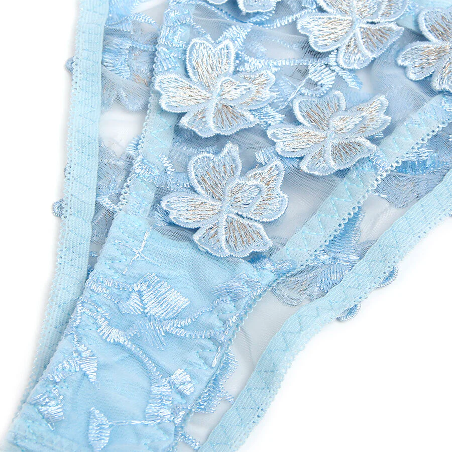 SUBBLIME - 957629 CONJUNTO DE SUTIÃ E CALCINHA BORDADOS COM FLORES AZUL CELESTE S/M - Image 20