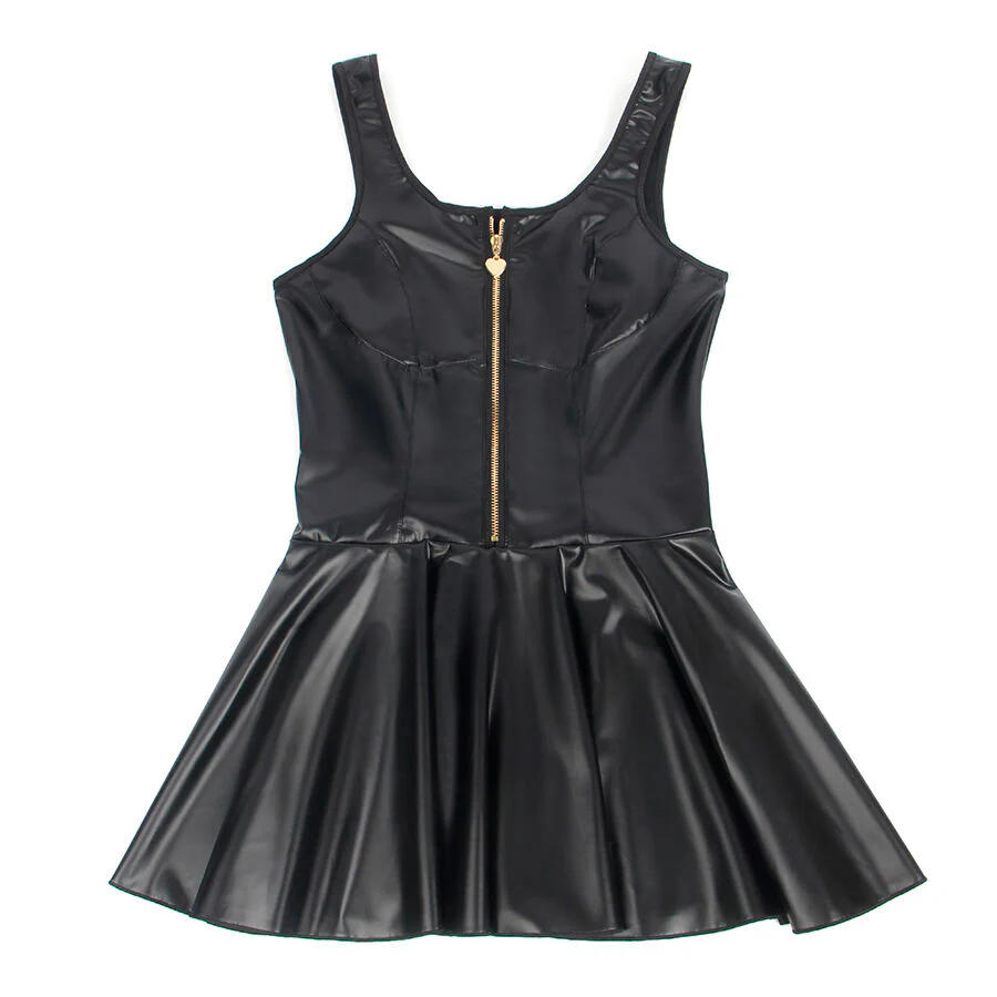 SUBBLIME - 957667 VESTIDO DE COURO COM ZÍPER DE CORAÇÃO PRETO S/M - Image 7