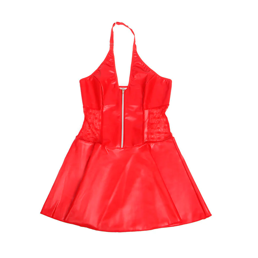 SUBBLIME - 957728 VESTIDO DE COURO COM ZÍPER DE RENDA VERMELHO S/M - Image 7