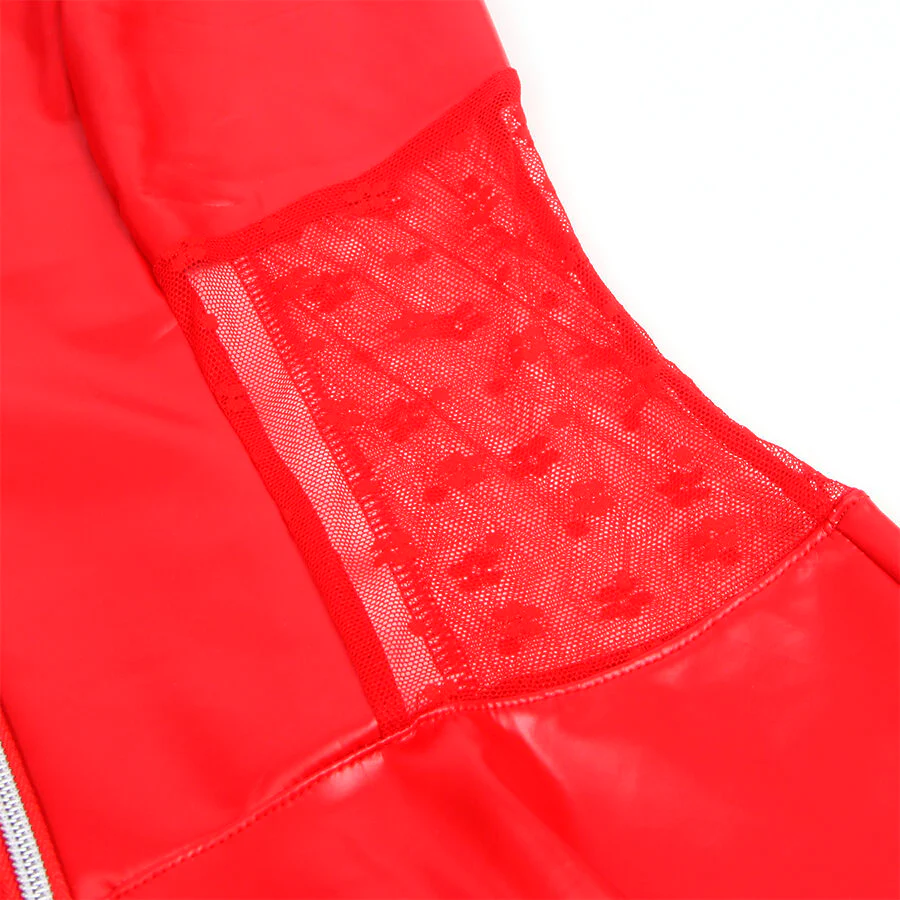 SUBBLIME - 957728 VESTIDO DE COURO COM ZÍPER DE RENDA VERMELHO S/M - Image 8