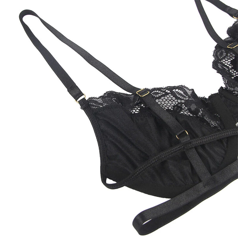 SUBBLIME - SET DE 3 PIEZAS SUJETADOR + TANGA + LIGA ENCAJE NEGRO S/M - Image 19