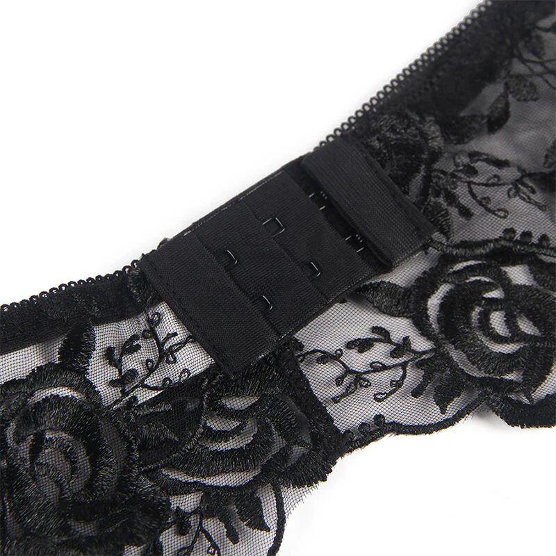 SUBBLIME - SET DE 3 PIEZAS SUJETADOR + TANGA + LIGA ESTAMPADO FLORAL NEGRO S/M - Image 50