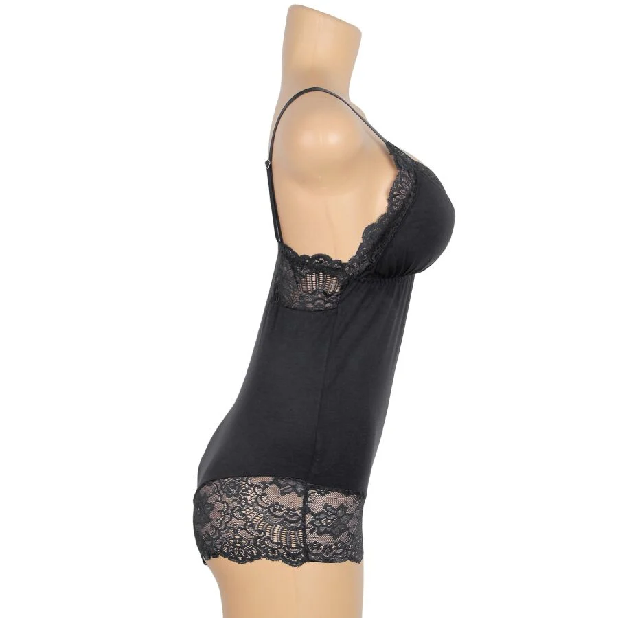 SUBBLIME - TEDDY PRETO FLORAL DETALHE DE RENDA L/XL - Image 8