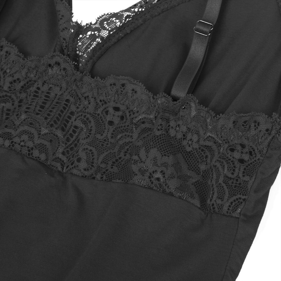 SUBBLIME - TEDDY PRETO FLORAL DETALHE DE RENDA S/M - Image 13