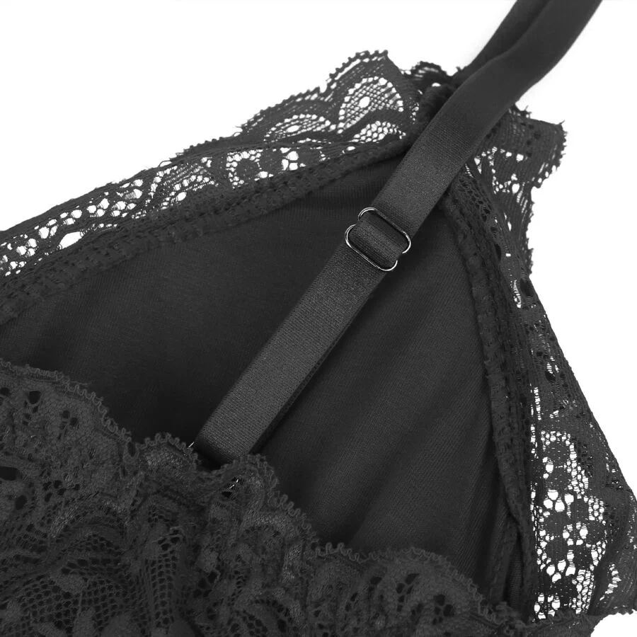 SUBBLIME - TEDDY PRETO FLORAL DETALHE DE RENDA S/M - Image 15