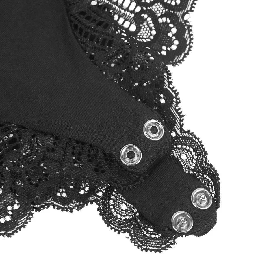 SUBBLIME - TEDDY PRETO FLORAL DETALHE DE RENDA S/M - Image 17