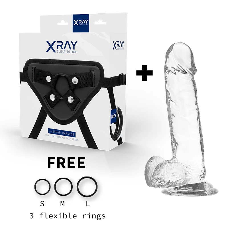 X RAY - ARNÊS + DILDO TRANSPARENTE COM BOLAS 20 CM -O- 4.5 CM - Image 2