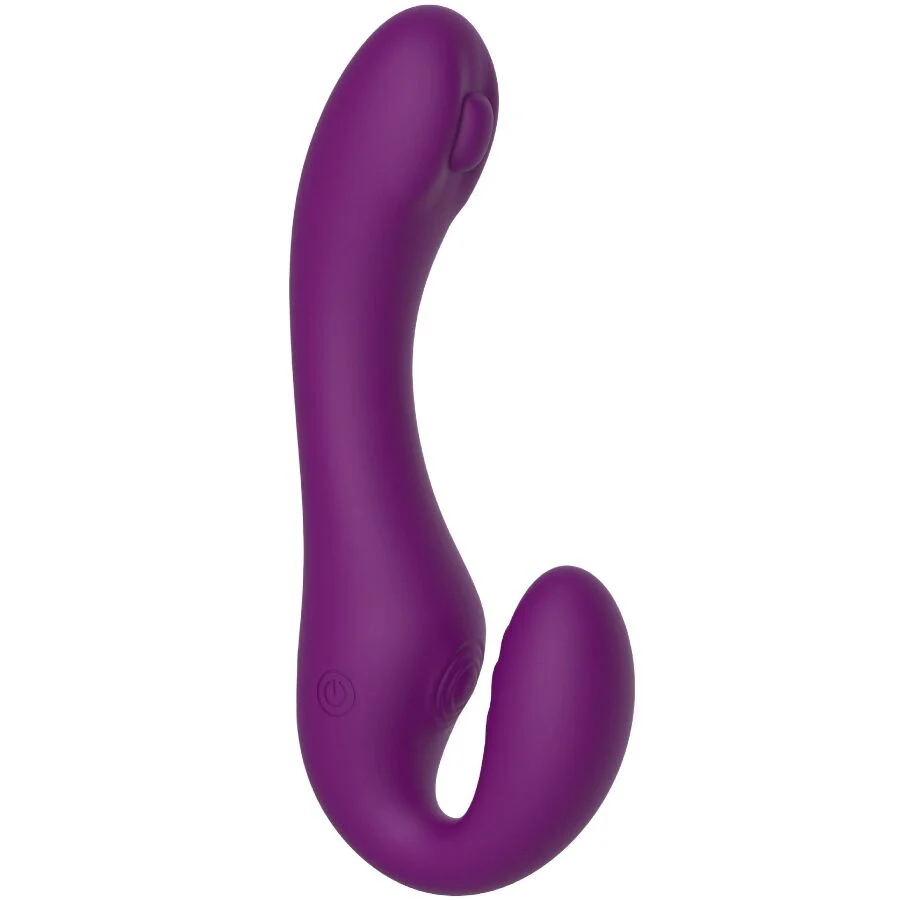 XOCOON - VIBRADOR STRAP-ON 2 EM 1 SEM ALÇAS COM CONTROLE REMOTO ROXO - Image 12