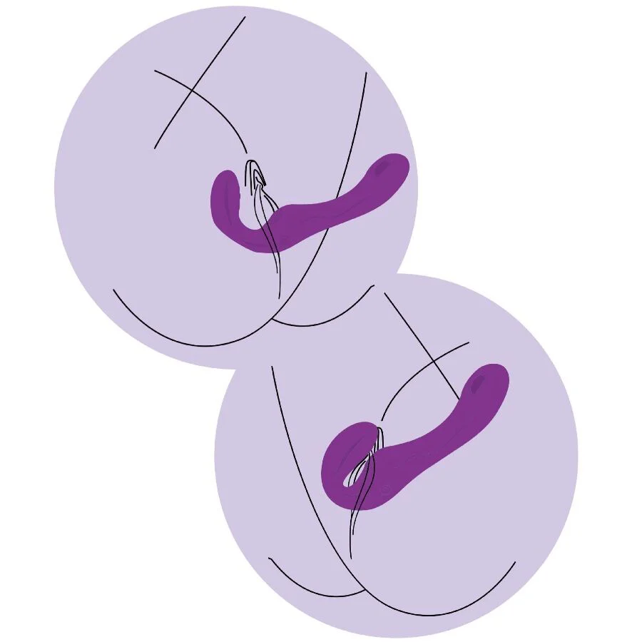 XOCOON - VIBRADOR STRAP-ON 2 EM 1 SEM ALÇAS COM CONTROLE REMOTO ROXO - Image 14